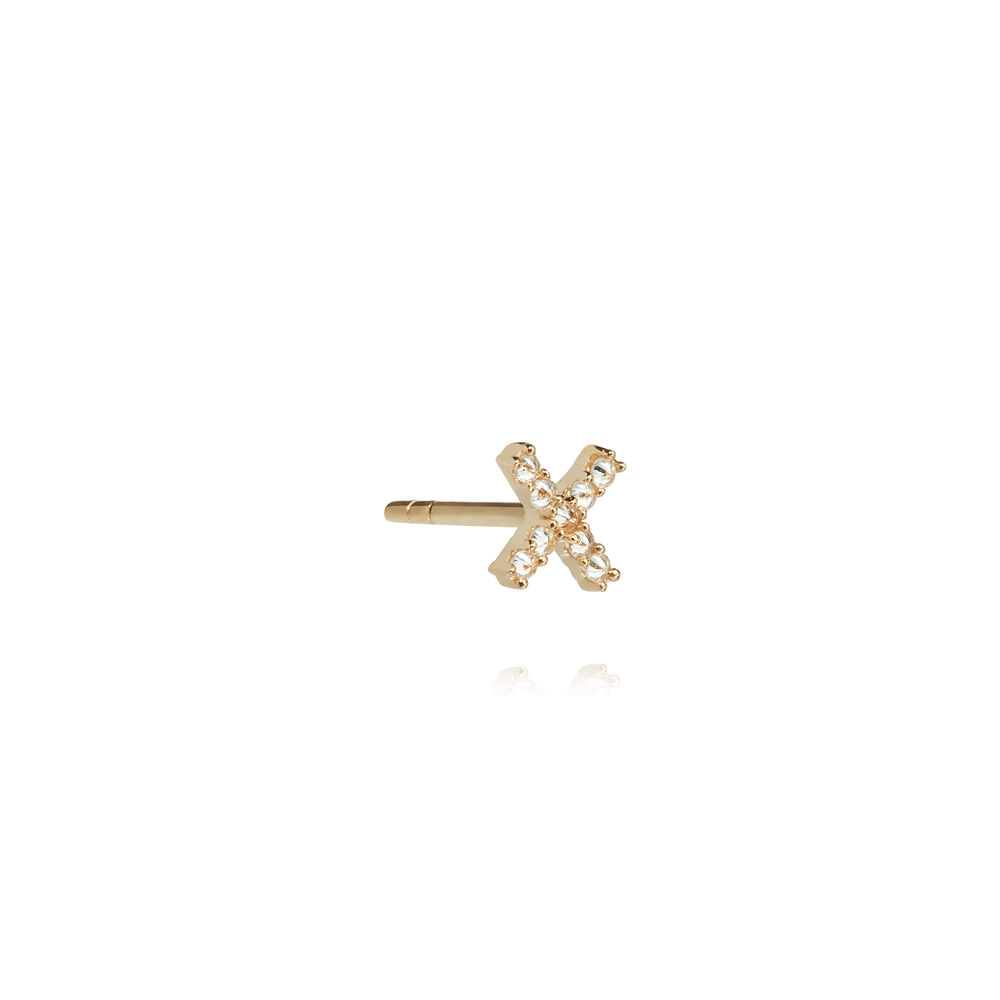 18ct Gold Diamond Initial X Single Stud Earring | Annoushka jewelley
